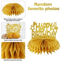 8Pcs Honeycomb Birthday Decorations – Gold Glitter Centerpieces for Women & M…
