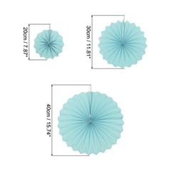 Hanging Paper Fans Party Set 6Pcs Decoration for Home Birthday Wedding(Blue)