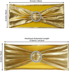 50PCS Metallic Gold Spandex Chair Sashes with Buckle for Weddings & Events