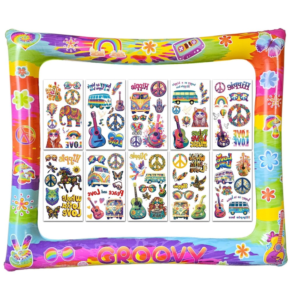 Boho Inflatable Photo Frame, Peace & Love Party Decorations, Hippie Birthday…