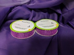 Lot Of 2 Fuchsia Purple Diamond Rhinestone Bling Craft Ribbon Wrap- 1 in x 6 ft