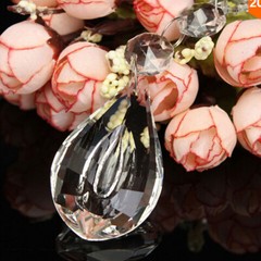 10Pcs Teardrop Crystal Glass Lamp Prisms Part Decoration Pendant +Octagon Beads