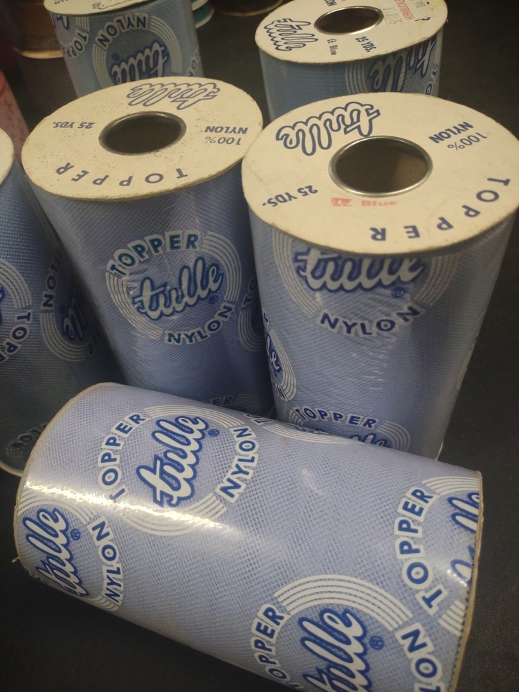 Clearance: 25Yd Vintage Topper Tulle Net Ribbon Faded Blue Wedding Netting 6″