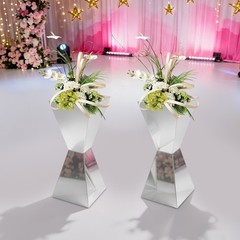 2pcs Silver Flower Stands,25*60cmTable Centerpiece Decor Stand For Party,Wedding