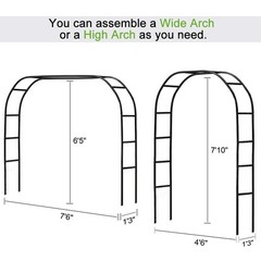 Metal Garden Arbor Wedding Arch 76.8 Inch H x 90.5 W 94.5 H Black