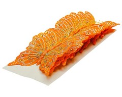 12PC 4″ Orange + Silver Glitter Feather Butterfly Craft DIY Wedding Cake Topper