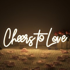 Versatile Cheers to Love LED Neon Sign – USB Decor for Weddings, 16.5″x5.9″