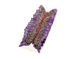 12PC 4″ Purple + Gold Glitter Feather Butterflies Craft DIY Wedding Cake Topper