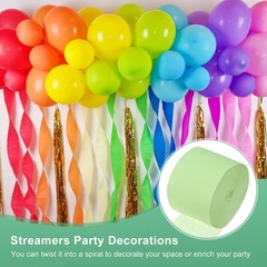 6-Rolls 492ft Crepe Paper Streamer for DIY [Cream Green-1.8 Inch x 82 Ft/Roll]