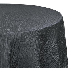 – 120 Inch Round Crinkle Taffeta Tablecloth – Crushed Shiny 120″ (Round) Black