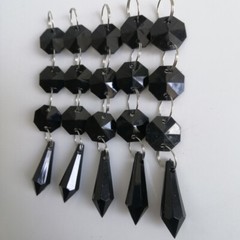100Pcs Black Acrylic Crystal Garland Hanging Beads Curtain Wedding Party DIY