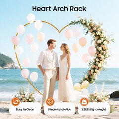 210cm Heart Shaped Gold Metal Balloon Arch Stand Frame Display Kit For Wedding