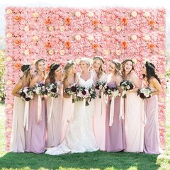 FUHSY Pink 3D Flower Wall Panels 12PCS 15x15in Wedding Party Backdrop Decor