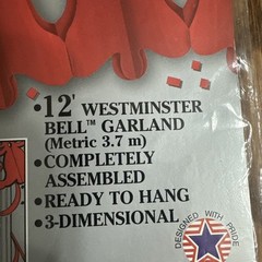 Vintage 90s Beistle Lot of 3 Wedding Bell Garland 12 Ft Westminster 3D Red Bells
