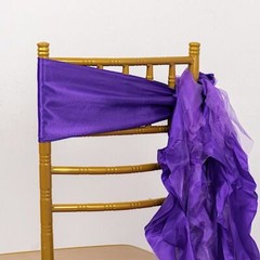 5 PURPLE Curly Willow Chiffon Satin CHAIR SASHES Party Event Decorations