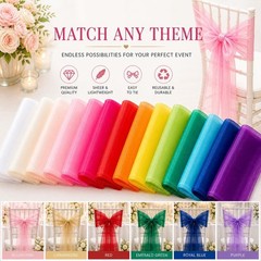 Elegant Organza Chair Sashes Sheer Fabric Sashes for Weddings, Parties, and