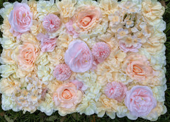 12 Panels Set 3D Blush / Champagne Flower Floral Wall Panel Decor 8x4ft Backdrop