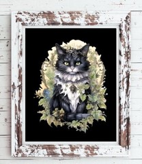 Black & White VICTORIAN CAT 8×10 CARDSTOCK PRINT, No Frame #1