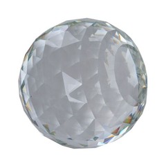200mm D Cut Crystal Ball Sphere Clear Prism Wood Rotatable Stand 7.87″