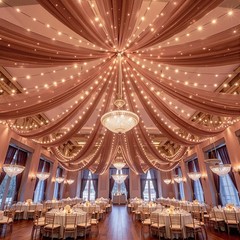 6 Panels Caramel Ceiling Drapes with Lights 60″W x 240″L (Pack of 6),