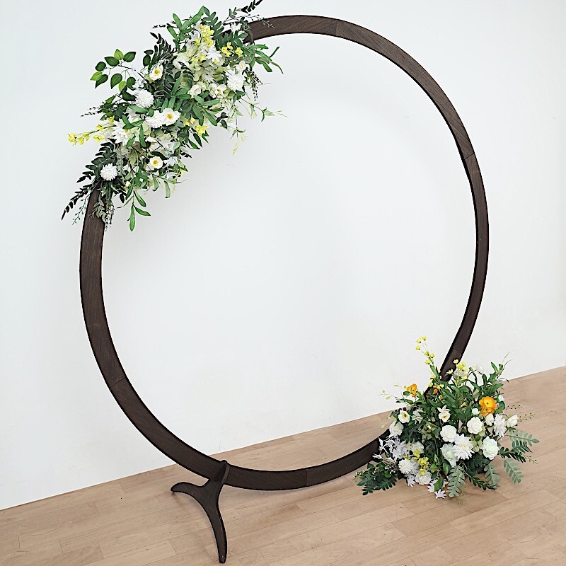 7.4 feet Dark Brown Natural Wood Round BACKDROP STAND Wedding Arch Party Events