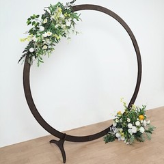 7.4 feet Dark Brown Natural Wood Round BACKDROP STAND Wedding Arch Party Events