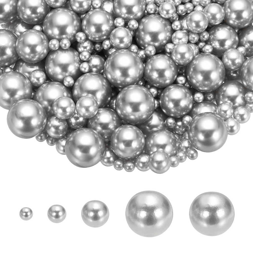4/6/8/12/14mm Pearl Bead for Vase Filler, 600 Pcs Floating Beads, Light Gray