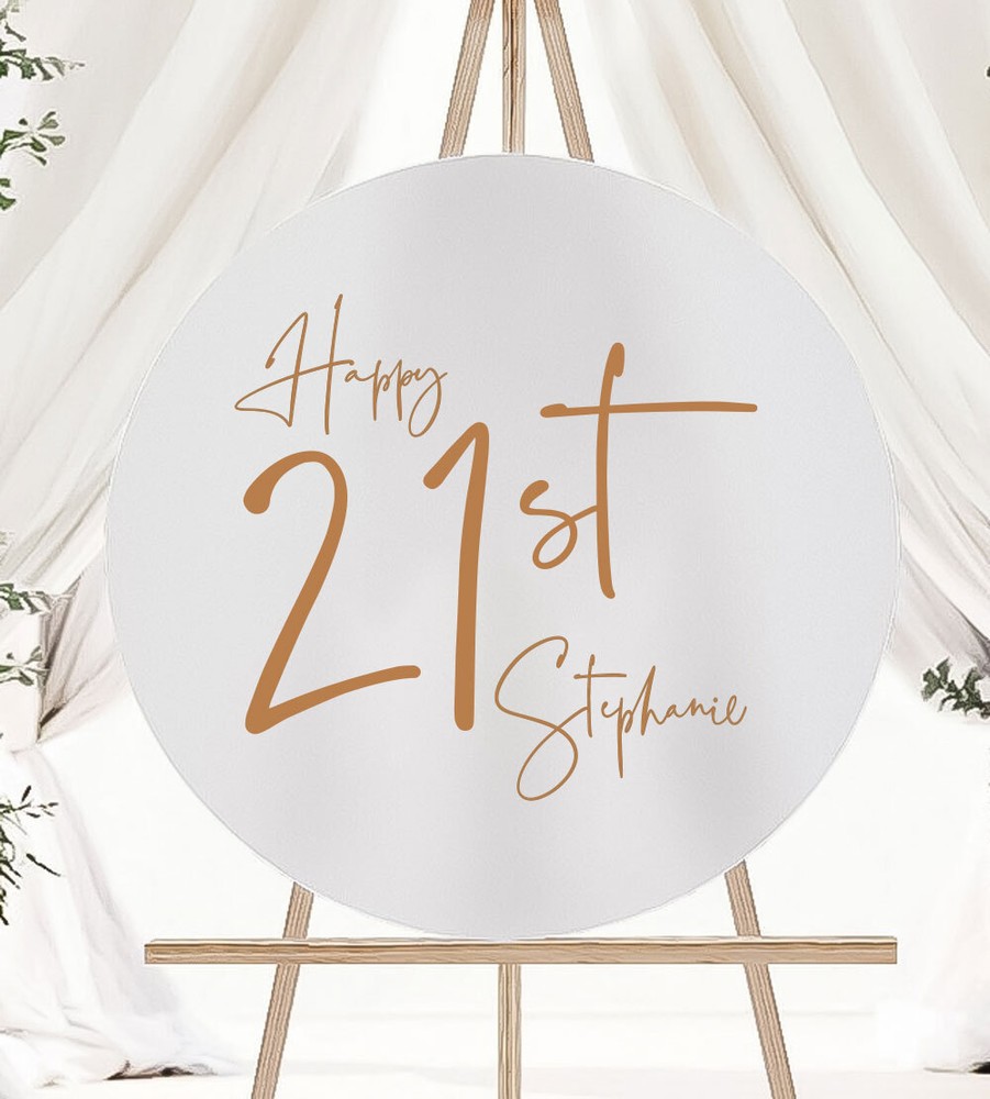 Birthday Sign Sticker Decal 21st 1st One Name Simple & Elegant