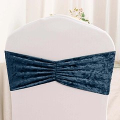NAVY BLUE 5 Velvet Ruffled STRETCHABLE CHAIR SASHES Wedding Party Decorations