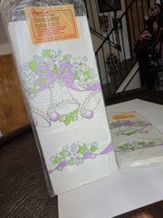 2 Vintage Party Table Covers Wedding Bells Chapel Retro 80s Bridal Paper Art