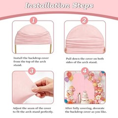 Arch Backdrop Cover Set of 2(7.2FT+6FT), Spandex Fitted Arch 7.2+6 FT Pink