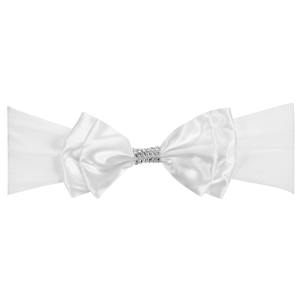 20Pcs 12″x8″ Chair Sash Bow Spandex Stretch Chair Cover Band Sashes White