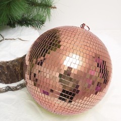 2 Rose Gold 10″ wide Glass Mirror Balls Ornaments Party Wedding Home Decorations
