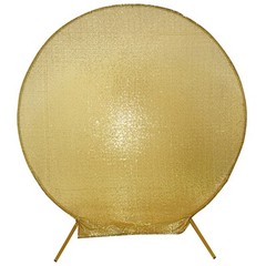 7.5 ft GOLD Metallic Sequin Round Backdrop STAND COVER Party Events Decorations