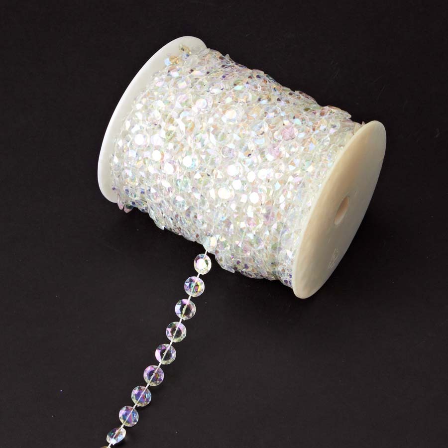 IRIDESCENT DIAMOND-CUT ACRYLIC CRYSTAL BEAD ROLL – 99 FEET