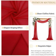 Wedding Arch Draping Fabric Sheer Fabric for 29″W x 216″L (Pack of 1) Red
