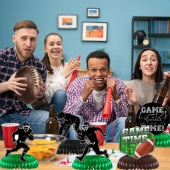 12Pcs Football Party Decorations Football Honeycomb Centerpieces Football Tab…