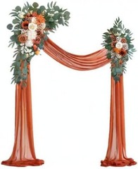 DIY Burnt Orange Wedding Arch Flowers Set: 3 Vivid Swags & 26Ft Draping Elegance
