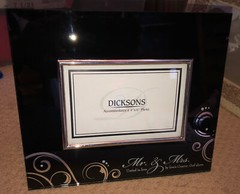 Mr & Mrs United In Love Black Mirror Glass Photo Frame Ornate Script Graphic