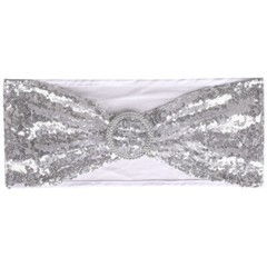 10-100Pcs Stretch Sequin Wedding Chair Bands with Buckle Slider Sashes Bow Decor
