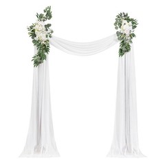 Uimoso Artificial Wedding Arch Flowers Kit White With 2 Pcs Flowers 1 Pcs Drapes