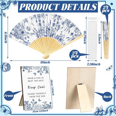 Blue Floral Wedding Favor Set: 61 Pcs with Umbrellas, Fans, Bags & Sign