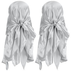 2Pcs 35 Inch Square Satin Head Scarf Silk Feeling Hair Scarf, Light Grey