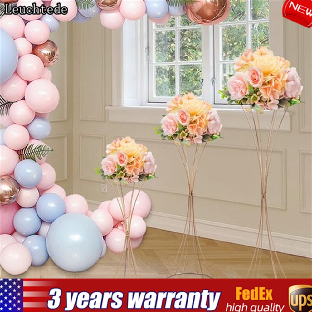 3 pcs Gold Wedding Table Hourglass-shaped Flower Stand For Anniversary Ceremony