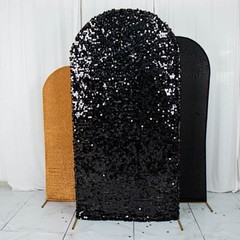 3 BLACK GOLD Assorted Fitted Round Top Arch Backdrop STAND COVERS Set Party