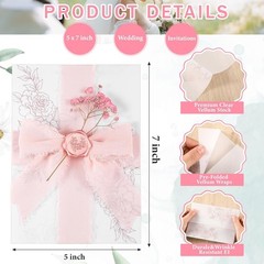 50 Sets Wedding Invitats Wraps Set Rose Gold Foil Pre Folded