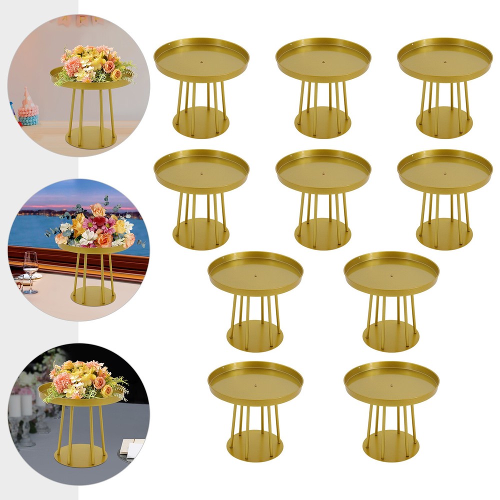 10Pcs Circular Flower Stands 5.91inch Tall Gold Flower Stand for Wedding Decor