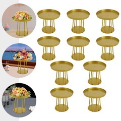 10Pcs Circular Flower Stands 5.91inch Tall Gold Flower Stand for Wedding Decor