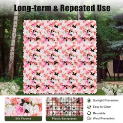 12 Pcs Artificial Flower Wall Panel Rose Dahlia Leaves Wedding Backdrop Stage