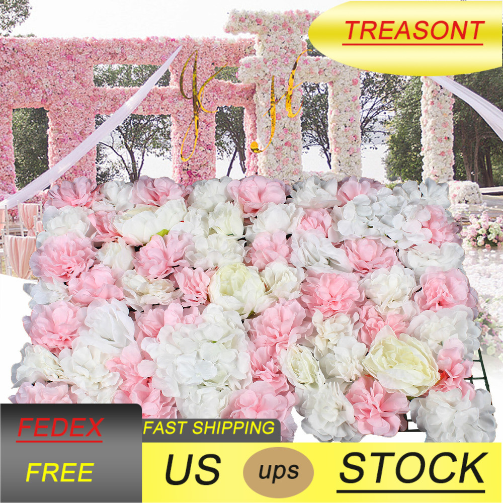 6pcs Artificial Flowers Wall Panel Rose Hydrangea Wedding Party Backdrop Decor